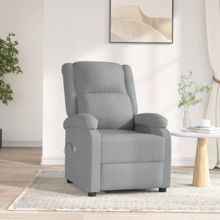vidaXL Sillón de masaje eléctrico tela gris claro
