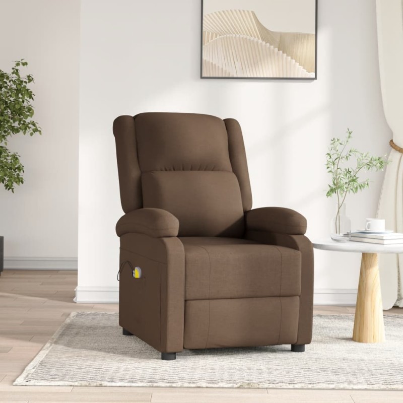 vidaXL Sillón de masaje eléctrico tela marrón