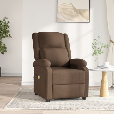 vidaXL Sillón de masaje eléctrico tela marrón