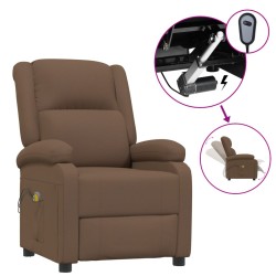 vidaXL Sillón de masaje eléctrico tela marrón