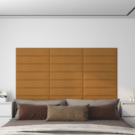 vidaXL Paneles de pared 12 uds terciopelo marrón 60x15 cm 1,08 m²