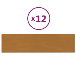 vidaXL Paneles de pared 12 uds terciopelo marrón 60x15 cm 1,08 m²