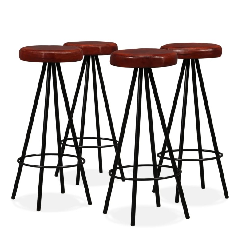 vidaXL Taburetes de barra de cocina 4 unidades cuero auténtico vidaXL Taburetes de barra de cocina 4 unidades cuero auténtico