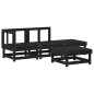 vidaXL Juego de muebles de jardín 4 pzas y cojines madera maciza negro vidaXL Juego de muebles de jardín 4 pzas y cojines madera maciza negro