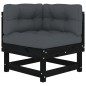 vidaXL Juego de muebles de jardín 4 pzas y cojines madera maciza negro vidaXL Juego de muebles de jardín 4 pzas y cojines madera maciza negro