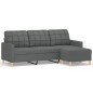 vidaXL Sofá de 3 plazas con taburete de tela gris oscuro 180 cm vidaXL Sofá de 3 plazas con taburete de tela gris oscuro 180 cm
