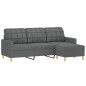 vidaXL Sofá de 3 plazas con taburete de tela gris oscuro 180 cm vidaXL Sofá de 3 plazas con taburete de tela gris oscuro 180 cm