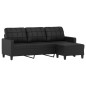 vidaXL Sofá de 3 plazas con taburete cuero sintético negro 180 cm vidaXL Sofá de 3 plazas con taburete cuero sintético negro 180 cm