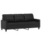 vidaXL Sofá de 3 plazas con taburete cuero sintético negro 180 cm vidaXL Sofá de 3 plazas con taburete cuero sintético negro 180 cm