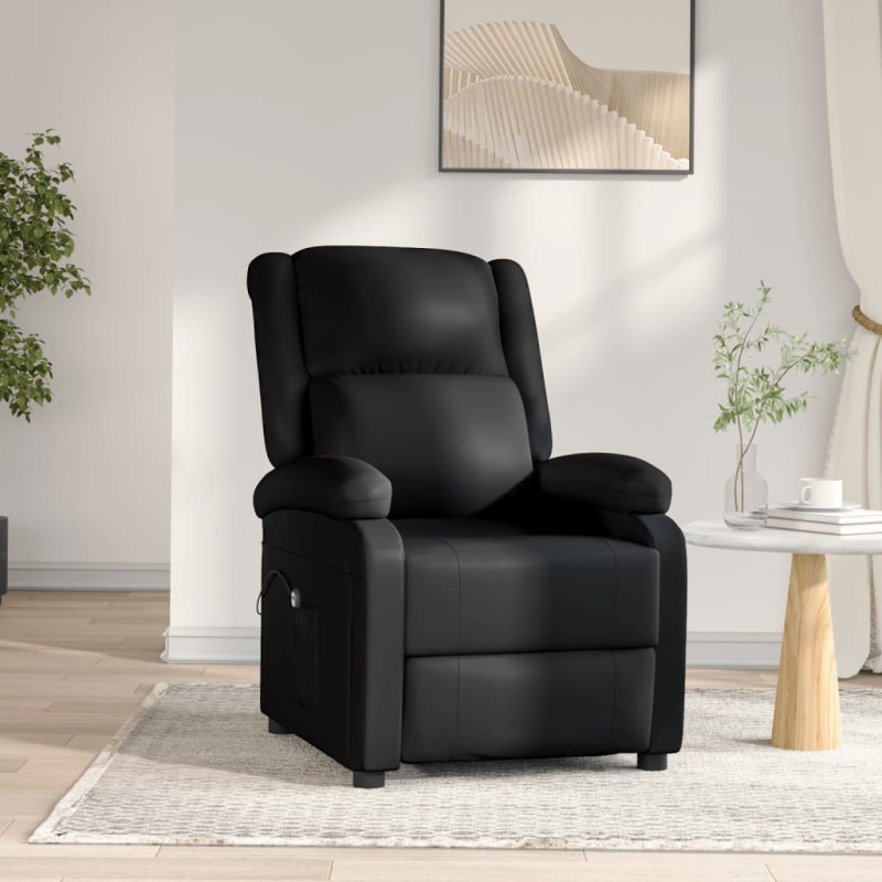 vidaXL Sillón reclinable eléctrico de cuero sintético negro vidaXL Sillón reclinable eléctrico de cuero sintético negro