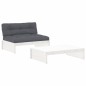 vidaXL Juego de muebles jardín 2 piezas y cojines madera maciza blanco vidaXL Juego de muebles jardín 2 piezas y cojines madera maciza blanco