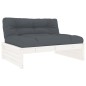 vidaXL Juego de muebles jardín 2 piezas y cojines madera maciza blanco vidaXL Juego de muebles jardín 2 piezas y cojines madera maciza blanco