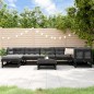 vidaXL Juego de muebles de jardín 8 pzas y cojines madera maciza negro vidaXL Juego de muebles de jardín 8 pzas y cojines madera maciza negro