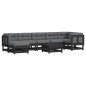 vidaXL Juego de muebles de jardín 8 pzas y cojines madera maciza negro vidaXL Juego de muebles de jardín 8 pzas y cojines madera maciza negro