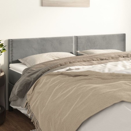 vidaXL Cabeceros 2 unidades de terciopelo gris claro 80x5x78/88 cm