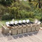 vidaXL Juego comedor jardín 17 pzas con cojines ratán sintético beige