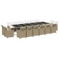 vidaXL Juego comedor jardín 17 pzas con cojines ratán sintético beige