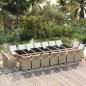 vidaXL Juego comedor jardín 19 pzas con cojines ratán sintético beige