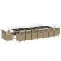 vidaXL Juego comedor jardín 19 pzas con cojines ratán sintético beige