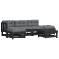 vidaXL Juego de muebles de jardín 6 pzas y cojines madera maciza negro vidaXL Juego de muebles de jardín 6 pzas y cojines madera maciza negro