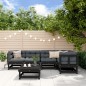 vidaXL Juego de muebles de jardín 6 pzas y cojines madera maciza negro vidaXL Juego de muebles de jardín 6 pzas y cojines madera maciza negro