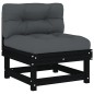 vidaXL Juego de muebles de jardín 6 pzas y cojines madera maciza negro vidaXL Juego de muebles de jardín 6 pzas y cojines madera maciza negro