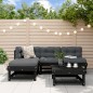 vidaXL Juego de muebles de jardín 5 pzas y cojines madera maciza negro vidaXL Juego de muebles de jardín 5 pzas y cojines madera maciza negro