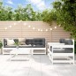 vidaXL Juego de muebles jardín 6 piezas y cojines madera maciza blanco vidaXL Juego de muebles jardín 6 piezas y cojines madera maciza blanco