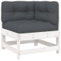 vidaXL Juego de muebles jardín 6 piezas y cojines madera maciza blanco vidaXL Juego de muebles jardín 6 piezas y cojines madera maciza blanco