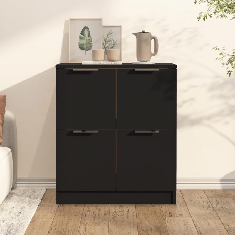 vidaXL Aparador de madera contrachapada negro 60x30x70 cm