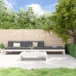 vidaXL Juego de muebles jardín 4 piezas y cojines madera maciza blanco vidaXL Juego de muebles jardín 4 piezas y cojines madera maciza blanco