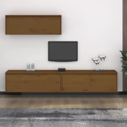 vidaXL Muebles para TV 3 piezas madera maciza de pino marrón miel
