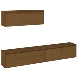 vidaXL Muebles para TV 3 piezas madera maciza de pino marrón miel