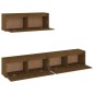vidaXL Muebles para TV 3 piezas madera maciza de pino marrón miel