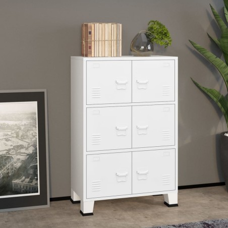 vidaXL Baúl de almacenaje industrial metal blanco 75x40x115 cm