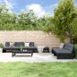 vidaXL Juego de muebles de jardín 6 pzas y cojines madera maciza negro vidaXL Juego de muebles de jardín 6 pzas y cojines madera maciza negro