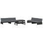 vidaXL Juego de muebles de jardín 6 pzas y cojines madera maciza negro vidaXL Juego de muebles de jardín 6 pzas y cojines madera maciza negro