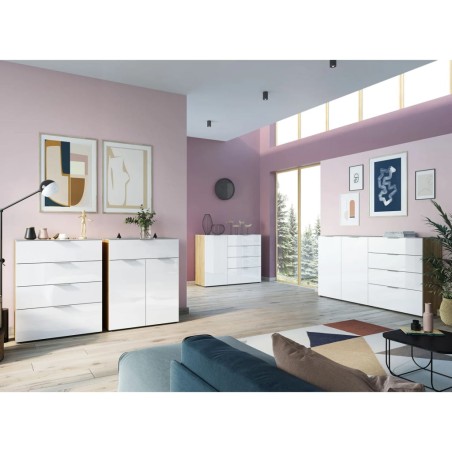 Germania Mueble con 1 cajón y 2 puertas GW-Oakland blanco y roble