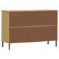 vidaXL Zapatero patas de metal OSLO madera maciza marrón 113x40x77 cm vidaXL Zapatero patas de metal OSLO madera maciza marrón 113x40x77 cm