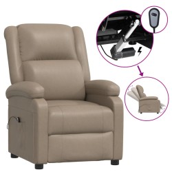 vidaXL Sillón reclinable eléctrico de cuero sintético color capuchino