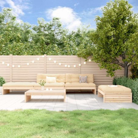 vidaXL Juego de muebles de jardín 5 piezas y cojines madera maciza