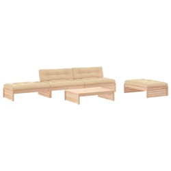 vidaXL Juego de muebles de jardín 5 piezas y cojines madera maciza