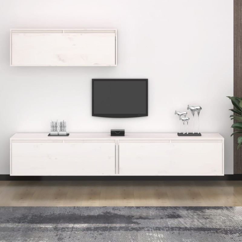 vidaXL Muebles para TV 3 piezas madera maciza de pino blanco vidaXL Muebles para TV 3 piezas madera maciza de pino blanco