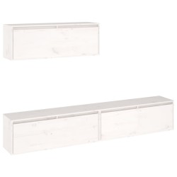 vidaXL Muebles para TV 3 piezas madera maciza de pino blanco
