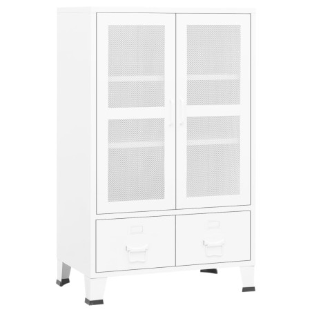 vidaXL Baúl de almacenaje industrial metal blanco 70x40x115 cm