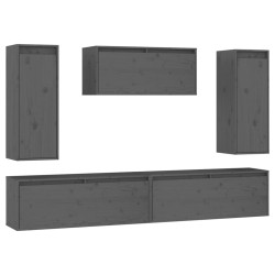 vidaXL Muebles para TV 5 piezas madera maciza de pino gris