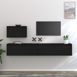 vidaXL Muebles para TV 3 piezas madera maciza de pino negro