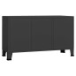 vidaXL Aparador industrial de metal y vidrio negro 105x35x62 cm