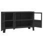 vidaXL Aparador industrial de metal y vidrio negro 105x35x62 cm