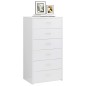 vidaXL Aparador con 6 cajones contrachapada blanco brillo 50x34x96 cm vidaXL Aparador con 6 cajones contrachapada blanco brillo 50x34x96 cm